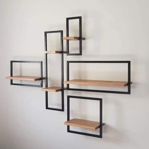 Metal  - wood shelves