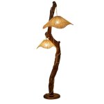 Raw wood floor lamp
