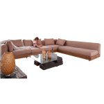Flank wood L - shape sofa